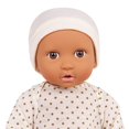 thumbnail image 4 of LullaBaby – Muñeca bebé de 14 pulgadas – Tono de piel oliva y ojos marrones – Cuerpo suave y conjunto extraíble – Gorro color marfil y accesorios para chupete – Juguetes para niños de 2 años en adelan, 4 of 5