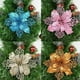thumbnail image 2 of Flores artificiales con purpurina para decoración del hogar, adornos navideños de 5 piezas, 9-16cm, para árbol de navidad y año nuevo, 2 of 4