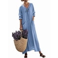 thumbnail image 5 of Mgmyaa Women's Casual V-Neck Long Sleeve Solid Loose Tent Long Dress, 5 of 8