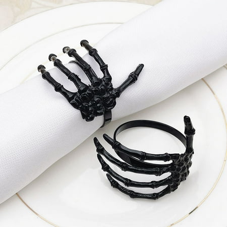 

Taize 6Pcs/Set Creative Skeleton Hand Napkin Ring Exquisite Horror Alloy Napkin Holder for Halloween