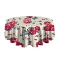 thumbnail image 5 of Pioneer Flower Floral Print Pattern Round Tablecloth 60"x60",Wrinkle Wipeable Table Cloth for Kitchen Dining Room Picnic Patio Party, 5 of 6