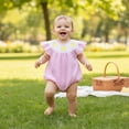 thumbnail image 4 of Coerni Baby Girl Easter Outfit Cotton Striped Jumpsuit Bodysuit New Born Bubble Romper First Birthday Outfit Smocked Vintage Clothes, 4 of 9
