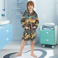 thumbnail image 5 of FORMRS Niños Bathrobe Unisex Hooded Robe Soft Plush Pajamas Sleepwear, Size 2-3T, Black Sardines Pattern, 5 of 7