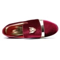 thumbnail image 3 of Santimon Men Velvet Loafers Golden Animal Buckle Slip-On Formal Dress Shoes Red 6.5 US, 3 of 8