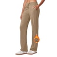 thumbnail image 3 of pstuiky Womens Pants Dressy Casual, Solid Color Athletic Long Straight Leg Drawstring High Waisted Outfits for Vacation with Pockets Fashion Workout Clothes Khaki M, 3 of 9