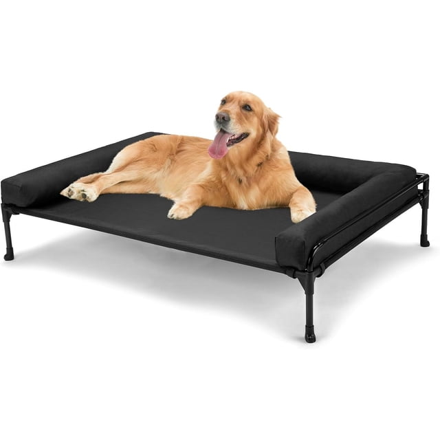 Elevated Raised Dog BedCooling Outdoor Dog Cot Bed for Medium Sized Dogs ThreeSided Fence Raised Pet Cot with Mesh & NoSlip Feet Dog Hammock Bed with Removable Bolster* cm B