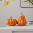 thumbnail image 6 of Ceramic Pumpkin Decor, Tabletop Home Decor Halloween Thanksgiving Accent Sturdy Stylish for Parties, Artificial Orange Ceramic Pumpkins Halloween Pumpkin Figurines,3.9x5.1 Inch, 6 of 7