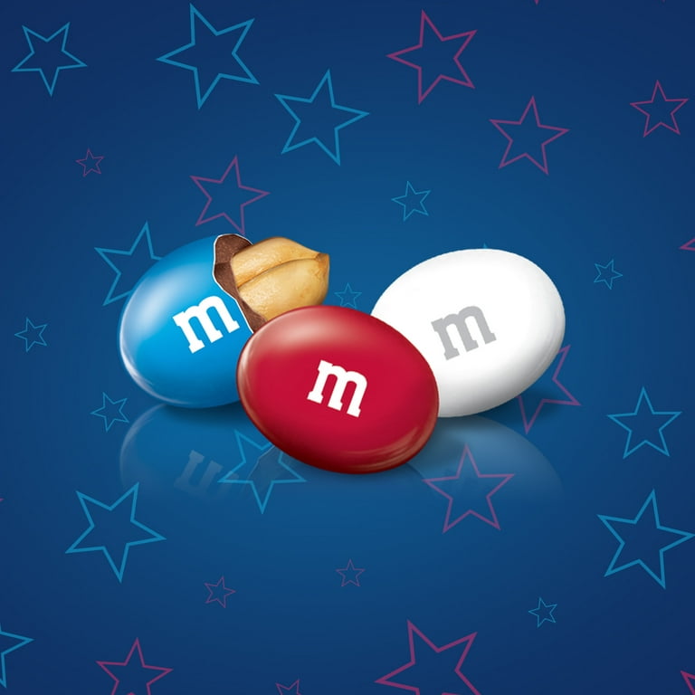 M&M's Peanut Milk Chocolate Red White & Blue Summer Candy, Sharing Size,  10.05 Oz Resealable Bag