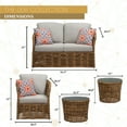 thumbnail image 7 of Mōd Furniture Lexi 5-Piece Boho Outdoor Conversation Set with Hand Woven All-Weather Rattan Wicker, Loveseat, 2 Side Stationary Chairs, LEXI5PC-GRY, 7 of 7