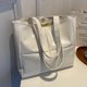 thumbnail image 2 of Bolso Con Asa Superior Bolso acolchado de algodón PU para mujer Bolso con asa superior de color sólido con entramado (blanco), 2 of 8