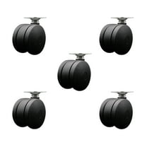 3 Inch Furniture Casters Nylon Twin Wheel Top Plate Set of 5 Service Caster