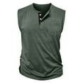 thumbnail image 4 of BXINGOHAI Men's Workout Tank Tops Sleeveless Muscle Gym Henley Shirt Casual Basic Summer Beach Tops Today Green,XL, 4 of 6