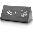 thumbnail image 1 of Despertador digital con luz LED nocturna, fecha, control por voz, reloj digital de madera, temperatura interna, 3 grupos de alarma ajustables, para niños, dormitorio y sala de estar, 1 of 6