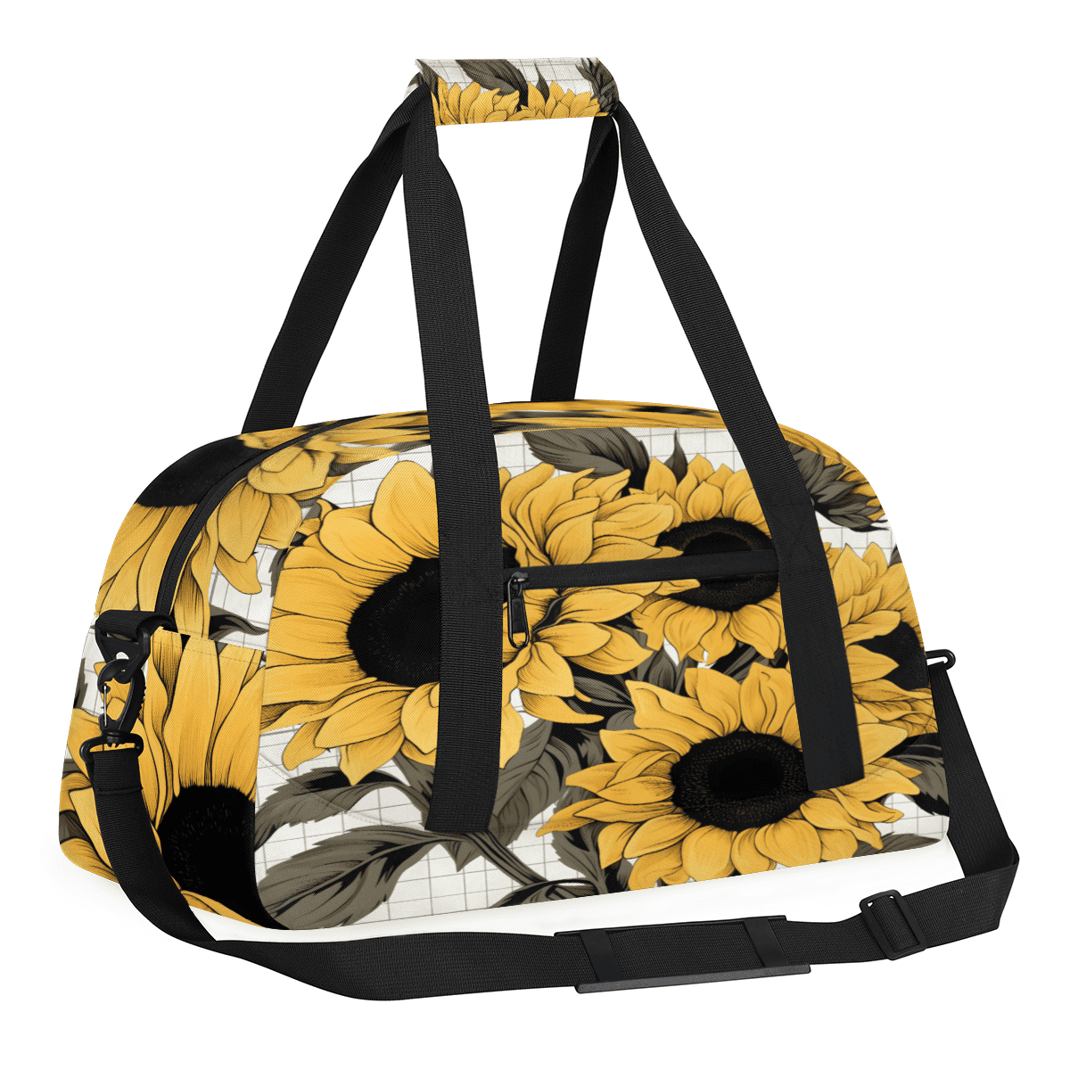 Herdesigns Yellow Sunflower Sports Duffle Bag for Women & Men, Gym Bag Dance Bag Overnight Bag Carry On Weekender Travel Bag