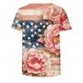thumbnail image 4 of T-Shirt for Women Crewneck Short Sleeve Vintage Style American Flag Floral Graphic Print Patriotic Theme Soft Comfortable Tops, 4 of 5