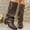 B_ Brown, variant on Belt Buckle Square Low Heel Mid Calf Riding Slouch Boots for Women, Pointed Toe Solid Fall Casual Footwear Brown 36