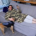 thumbnail image 3 of Green Brown Camo Classic Shapes Pattern Wearable Oversized Blanket,Wearable Blanket Hoodie for Adults,Cozy Hooded Blankets with Super Pockets,Super Warm Fuzzy Pullover for Women & Men, 3 of 6