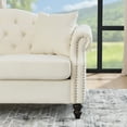 thumbnail image 3 of MAYEERTY 55" Modern Convertible Sofa Bed with 2 Detachable Arm Pockets, Velvet Loveseat Sofa with Pull Out Bed, 2 Pillows and Living Room Adjustable Backrest, Grid Design Armrests, 3 of 5