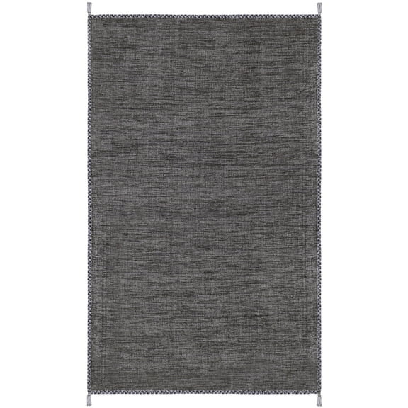 SAFAVIEH Montauk Bijar Solid Cotton Area Rug, Grey/Black, 6' x 9'
