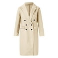 thumbnail image 4 of PMVFHDE Trench Coat Women Solid Color Elegant Autumn Winter Minimalist Double- Long Sleeve Notch Lapel Long Coat Beige,M, 4 of 5
