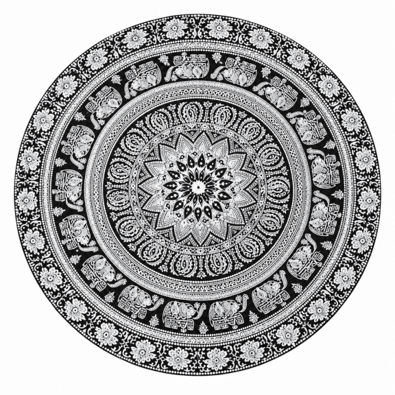 All Sunday Tablecloths Round Mandala, 60 in Round - Standard Edge
