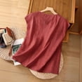 thumbnail image 3 of Gbobgt Women's Linen Tank Tops Sleeveless V Neck Casual Loose Fit Breathable Lightweight Summer Tops Wine L, 3 of 4