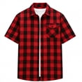 thumbnail image 6 of Wiicoznt Flannel Shirts for Men, Plaid Print Button Up Lapel Shirt with Pocket, Casual Lightweight Short Sleeve Tops for Summer,S-3XL, 6 of 8