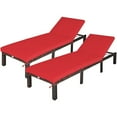 thumbnail image 3 of Gymax 2PCS Adjustable Patio Rattan Chaise Lounge Chair Recliner Outdoor w/ Red Cushion, 3 of 10