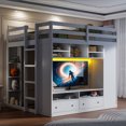 thumbnail image 2 of Duxelifin Full Loft Bed with Storage Shelves and Wardrobe, Wood Loft Bed with Drawers and Light for Teens Adults, White, 2 of 9