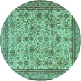 thumbnail image 1 of Ahgly Company Indoor Round Persian Turquoise Blue Traditional Area Rugs, 6' Round, 1 of 4