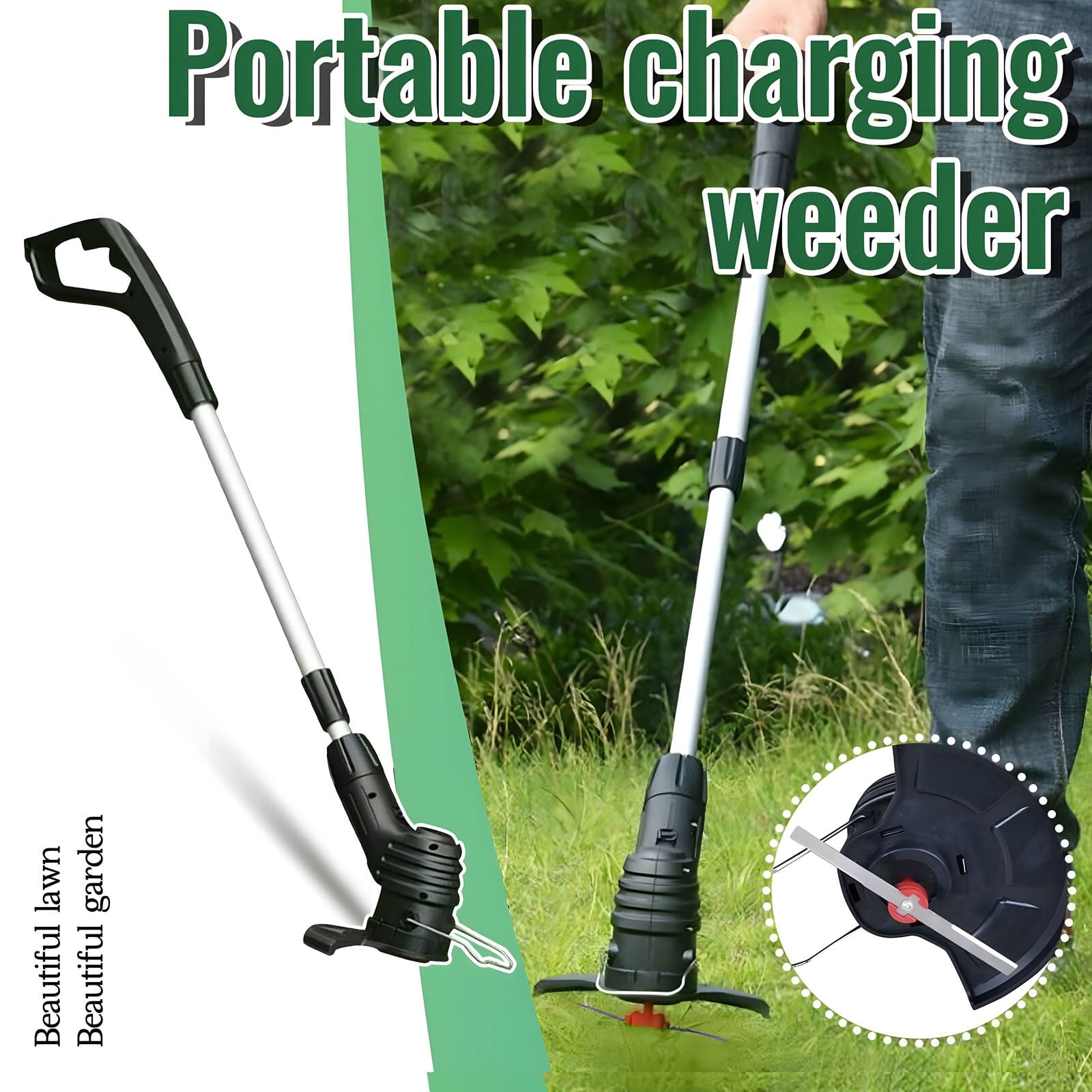 Cordless Lawn Mower with Delivery Blade Nudge Mower and Edging Tool 4V 2Ah Lithium Ion Battery Powered GardenYard Tools Walmart