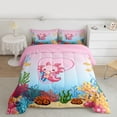 thumbnail image 2 of Feelyou Cartoon Monogrammed P Full Size Comforter Sets for Kid, Magic Pink Axolotl Bedding Comforter Set, Cute Ocean Coral Reversible Bedding Sets, Lightweight Room Decor, 3 Pieces, 2 of 8