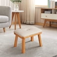 thumbnail image 6 of Tongina Padded Foot Stool Comfortable Soft Small Low Ottoman for Entryway Home Couch Beige Wooden Color, 6 of 8