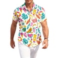 thumbnail image 2 of HAJWOH 2026 Summer Hawaiian Shirt for Men Casual Button Down Short Sleeve Summer Beach Shirts Loose Fit Floral Print Tropical Tops, 2 of 7