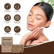 Herboganic Raw African Black Soap Bar - 100% Pure and Organic Natural Black African Soap, 6 oz