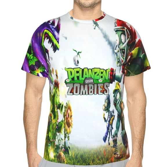 Unisex Adult Plants vs Zombi-e T-Shirts, 3D Graphic Novelty Shirts Crewneck Short Sleeve Tees for Men Women