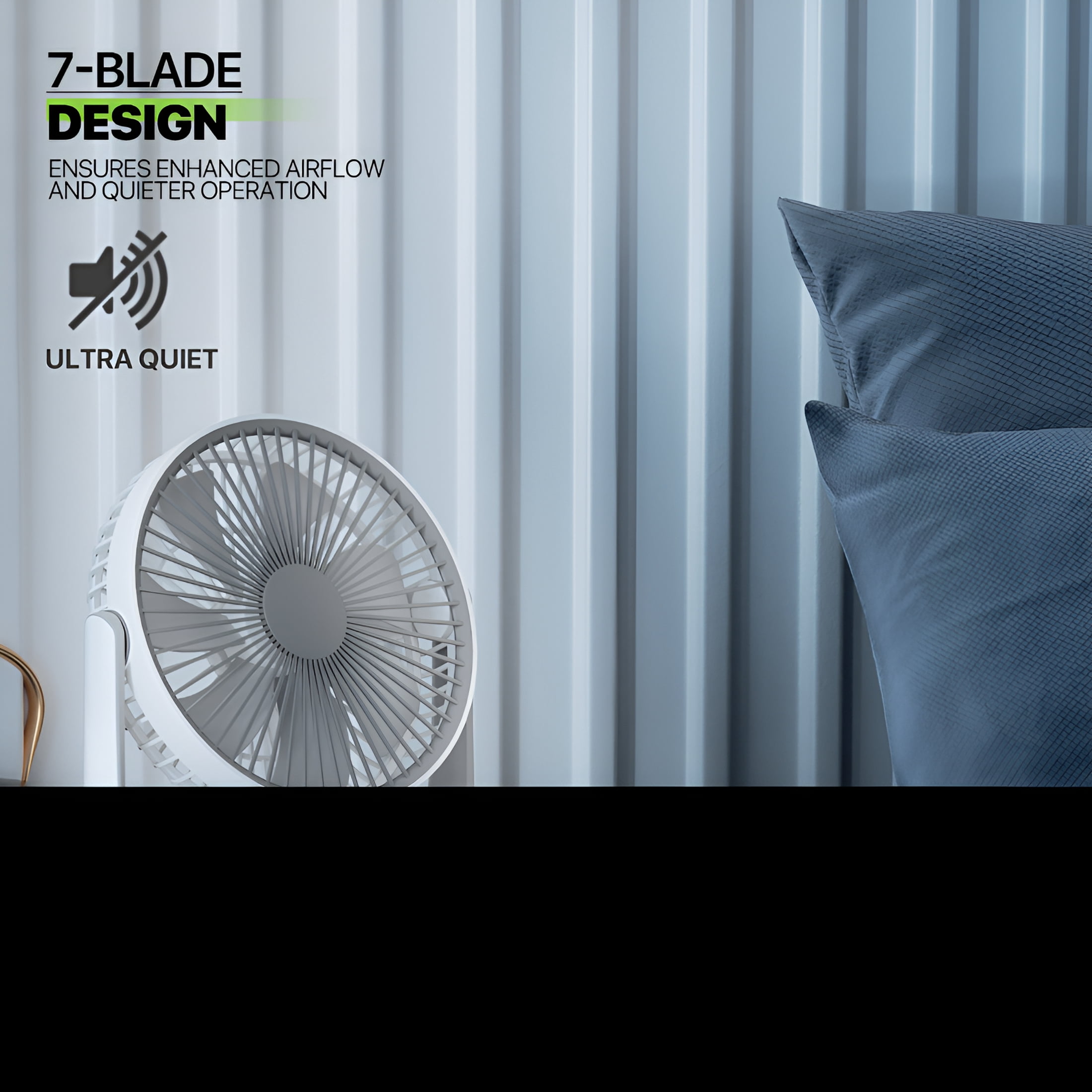 Magshion USB Desktop Fan, Rechargeable Wall Mounted Hanging Fan with LED Light and Hook, Speed Adjustable Air Cooler Fan For Home Bedroom, White