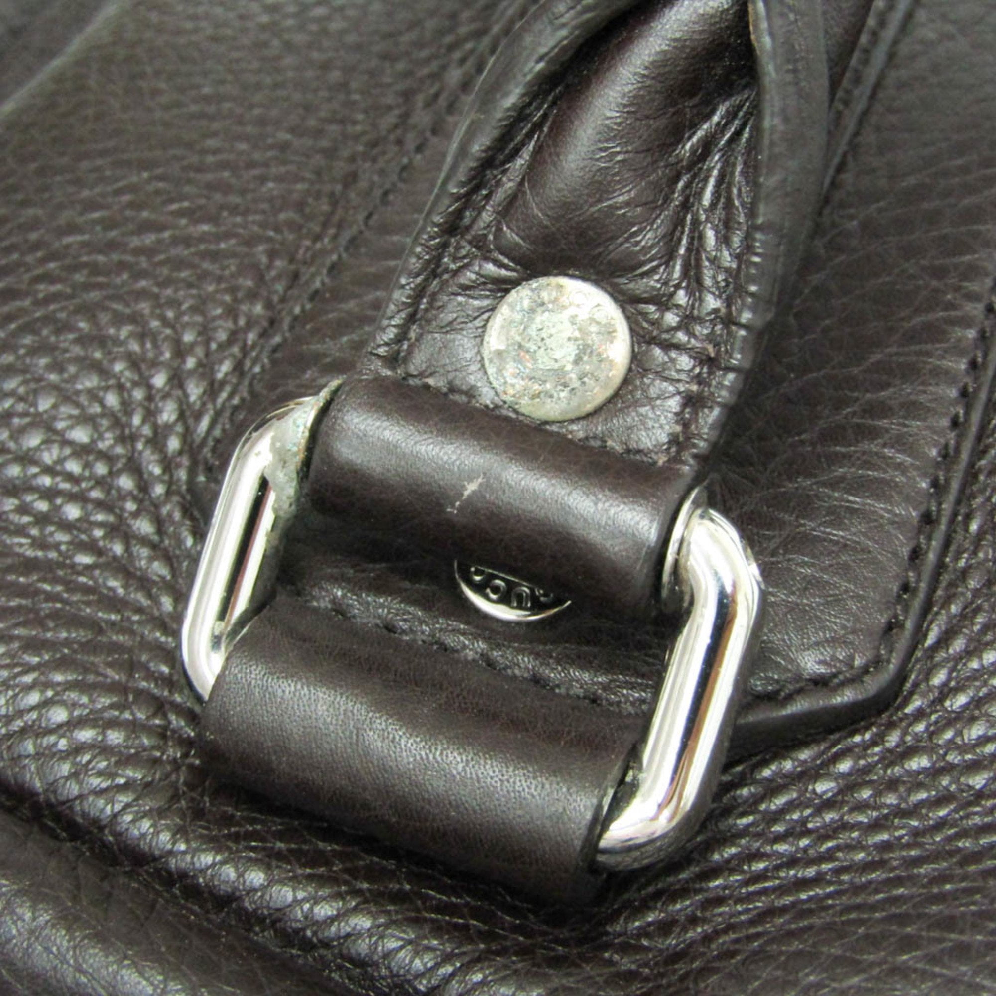 Pre-Owned Gucci Business Bag 231850 Men's Leather Briefcase,Shoulder Bag Dark Brown (Good)