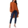 thumbnail image 2 of INSPIRAR CHIC Blusas Asimétricas de Manga Larga con Cuello Redondo para Mujeres, Casual y Elegante, Talla XL, Caramelo, 2 of 5