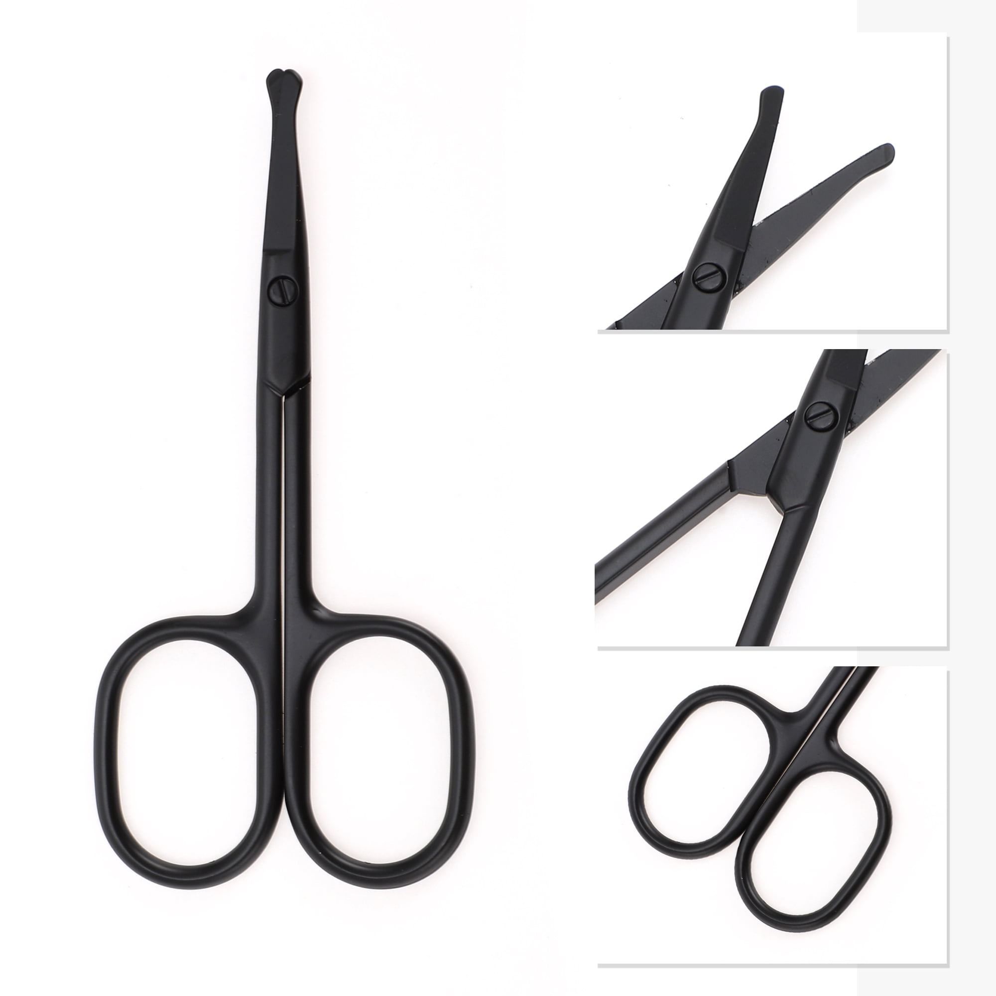 Unique Bargains Round Head Scissors Eyebrow Trimmer Scissors Black 1 Pc