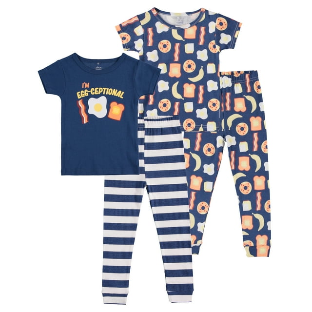 Cutie Pie Dreamers Baby Boy & Toddler Boy 4 PC Tight Fit Cotton Sleepwear Pajamas, Sizes 12