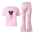 thumbnail image 5 of LRen Toddler Outfits for Girls 5t Cartoon Print T Shirt and Shorts and Flare Pants Sports Suit Crewneck Fashion Holiday T Shirt Short Pants 2 Piece Suit Preppy Clothes, 5 of 6