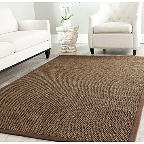 SAFAVIEH Natural Fiber Glenn Border Sisal Area Rug, Grey Brown/Grey, 10