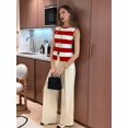 thumbnail image 6 of Women's Tank Tops Striped Sleeveless Button Front Knit Vest Summer Open Cardigan Red L, 6 of 9