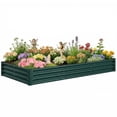 thumbnail image 1 of Outsunny 8x4x1ft Galvanized Raised Garden Bed, Open Bottom, Green, 1 of 10