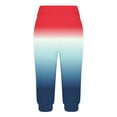 thumbnail image 5 of qelini Womens Capris Pull on Pants Basic Edition Plus Size Summer Gathering Gradient Printing Elastic Waist Breathable Loose Casual Lightweight 2024 Fashion Cropped Trousers Pants Red 3XL, 5 of 6