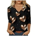 thumbnail image 2 of fartey 3/4 Length Sleeve Blouses for Women Plus Size Valentine's Day Pink Tops Funny Lovely Striped Heart Print T-Shirt Casual V Neck Womens Valentine Gifts Tops Clothing, 2 of 5