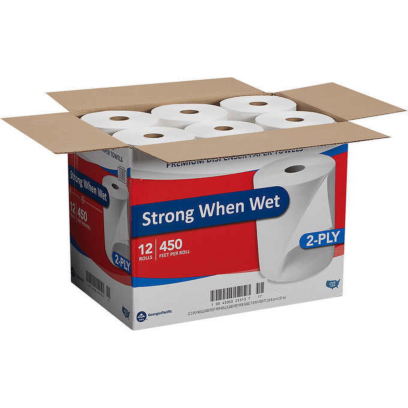 Marathon Dispenser Roll Towels, Non-perforated, 7.8" x 450', White, 12 ct