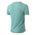 thumbnail image 5 of Men's Ribbed Knit T-Shirt Short-Sleeve Casual Solid Basic Top Soft Stretch Fabric Spring & Summer Versatile Daily Tees,Mint Green,XXL, 5 of 5