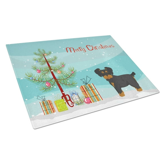Caroline's Treasures CK3856LCB Morkie Christmas Tree Glass Cutting Board Large, 12H x 16W, multicolor